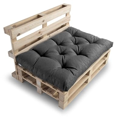 Gutekissen Palettenkissen, Gartensofakissen, Gesteppte Kissen gefüllt mit granuliertem Poulirette-Schaum, viele Farben und Größen PPI (Sitzkissen 120x80, gesteppt Anthrazit)