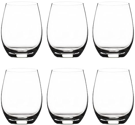 Premium Stemless Wine Glasses Set of 6, 450 ml All-Purpose Beverage Glasses