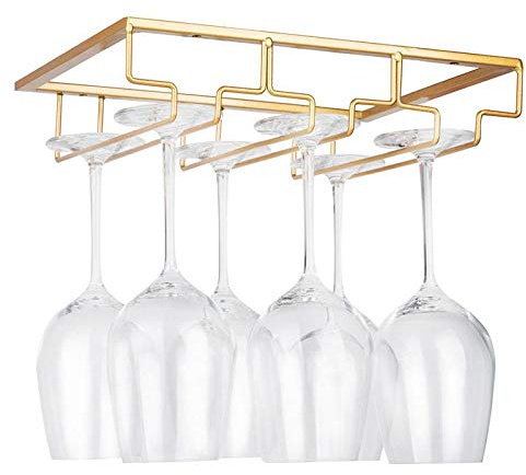 FOMANSH Porta Bicchiere da Vino-Portabicchieri Supporto con 3 Binari, Porta Bicchiere Sospeso in Ferro, Portabicchieri Sottopensile, Portabicchieri a Parete, Portacalici in Metallo per Casa Cucina Bar