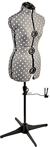 Verstellbare Schneiderpuppe Grau mit Punktmuster 8-Teilige | Klein (S) [Größe EUR 38 bis 44]