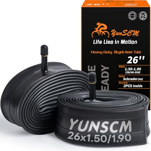 YunSCM 2PCS 38/48-559 épaissies Chambre à air 26x1.50/1.75/1.90 AV32mm Valve Compatible 26 Pouces Chambre à air 26x1.50 26x1.75 26x1.90