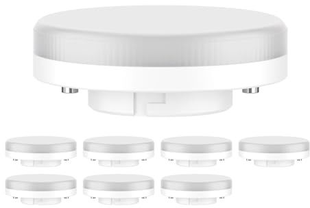 ledscom.de 8x GX53 LED Leuchtmittel, weiß (4100 K), 6,5 W, 550lm, 3-Stufen-Dimmer, matt