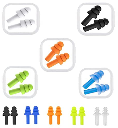 haihaz10 Paia inserti auricolari morbidi e confortevoli,Tappi per Orecchie in Silicone,Riutilizzabili Tappi Orecchie,tappi per le orecchie da nuoto con Scatola di ImmagazzinaggioColori Assortiti Tappi