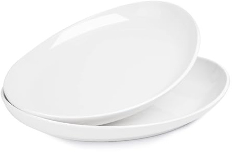 Sweese 2-Pack Porcelain Oval Serving Platters, White High-Grade Durable Professional, 14.5 Inch 2.0 Count