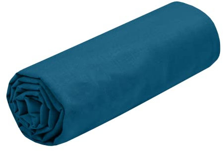 STOF Spannbettlaken, Größe 180 x 200 cm, große Spannhöhe 30 cm, 100% Baumwolle, Öko-Tex Zertifiziert, Petrol, Modell Eden, Bettwäsche für Zuhause, weich und bequem, für kuschelige Nestchen