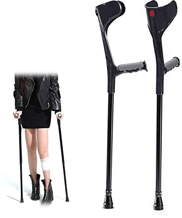 Verstellbare Gehstützen für Erwachsene mit Griffpolster, Unterarmgehstützen für Senioren, Krücken Gehhilfen, 1 Paar, Höhe 140-190cm