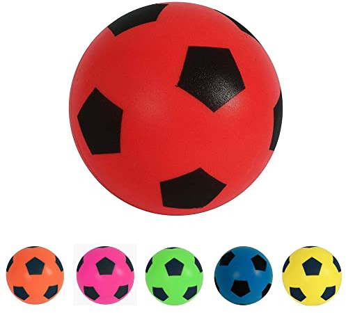 HTI Fun Sport 20cm Football | Indoor/Outdoor Soft Sponge Foam Soccer Ball | Play Many Games For Hours Of Fun | Suitable For Adults, Boys And Girls Of All Ages (19.4cm Red)