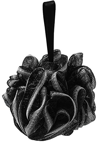 ulafbwur Sfera a rete per doccia, ricca schiuma colorata, spugna di luffa, per doccia e corpo in rete, grande nero