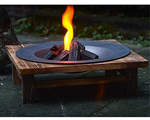 Tavolo per braciere, braciere incorporato con tavolo in legno, stufa da esterno per esterni, braciere in metallo, caminetto da giardino per campeggio, rastrelliera in pino (Rastrelliera in pino)