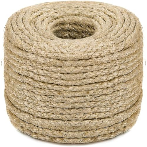 Corda in sisal per tiragraffi per gatti, torre di ricambio per riparazione, recupero o tiragraffi fai da te (naturale, 4 mm 30,5 m)