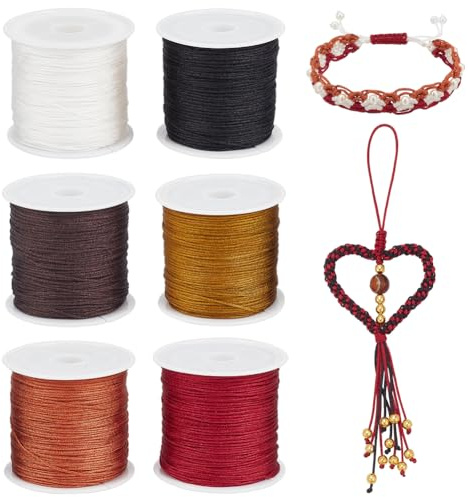 PH PandaHall 274m de hilo de nylon, 6 colores 0,8mm Hilo de perlas para macramé chino, hilos de nylon para Kumihimo, pulseras trenzadas, atrapasueños, collares, manualidades de macramé
