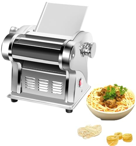 SONLED Fully Automatic Electric Pasta Maker, Commercial Stainless Steel Dough Cutter Dumplings Roller Noodles Machine, Dough Roller Noodle Cutting Machine, 0.3-4mm Adjustable Thickness 4Knives