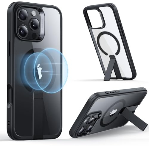 ESR for iPhone 16 Pro Max Case with Stand, Compatible with MagSafe, Magnetic Kickstand Case for iPhone 16 Pro Max, Military-Grade Protection Shockproof Case, Boost Series, Clear Black