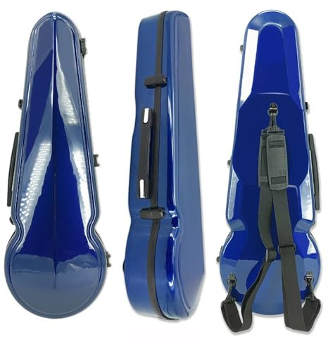 Vetimobato Viola Case 16 Inch, Adjustable Interior Fits for 15-16.5 Inch Violas, Carbon Fiber Hard Shell Ultra-Light & Shockproof with 2 Bow Holders, Hygrometer Travel Triangle Case (Blue)
