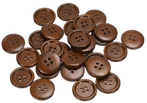 QUARKZMAN 30 Pezzi 36L Bottoni da Cucito in Legno 23mm (7/8) Bottone di Ricambio Rotondi da Cucire a 4 Fori per Abbigliamento Fai Da Te Artigianato Decorazione, Caffè