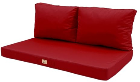 deco arts Coussins pour Salon de Jardin Déhoussable - Coussins extérieur - 120x60 cm - Coussin de Remplacement pour Fauteuil, Banc & Chaise d'extérieur - Imperméable & Confortable - Rouge