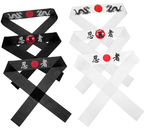 UPKOCH 6 Pièces Bandeau Ninja Décorations De Fête De Taekwondo Karaté Bandana Pour Le Costume Bandeau De Cuisine Japonaise Bandeaux De Karaté Pour Enfants Samurai Bandana Polyester
