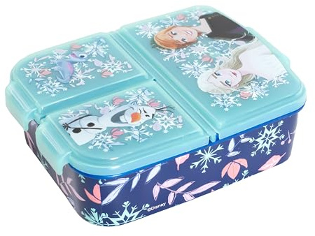 BRICOMIRAS Fiambrera infantil colegio, fiambrera infantil recreo, sandwichera colegio ideal para el recreo, sandwichera merienda parque para niños y niñas (Frozen Nieve)