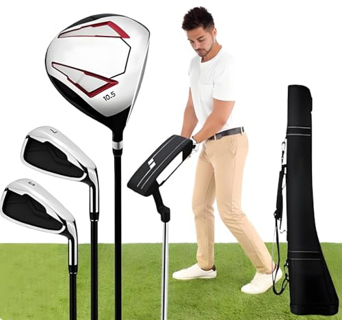 Golfschläger-Set für Herren, Rechtshänder, Titan-Driver, 7 Eisen, Fairway-Holz, Putter, Golftasche, für Outdoor-Sportbegeisterte