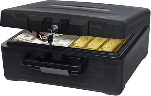 VALINIRT Fireproof and Waterproof Safe, fire safe document box for Home, Portable Lock Box with Key Lock and Ergonomic Handle, 1 Hour at 1700°F, 72 Hours Waterproof