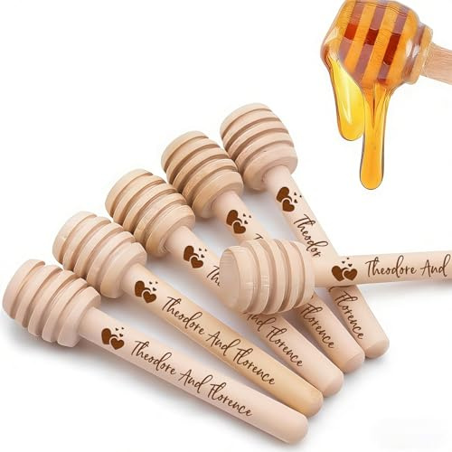 10-100 Pezzi Bastoncini Personalizzati In Legno Per Miele, Mini Cucchiaini Da Miele Per Uso Domestico, Testo Inciso Personalizzato Regali Per Feste Di Matrimonio Utensili Da Cucina Per Dessert(10cm)