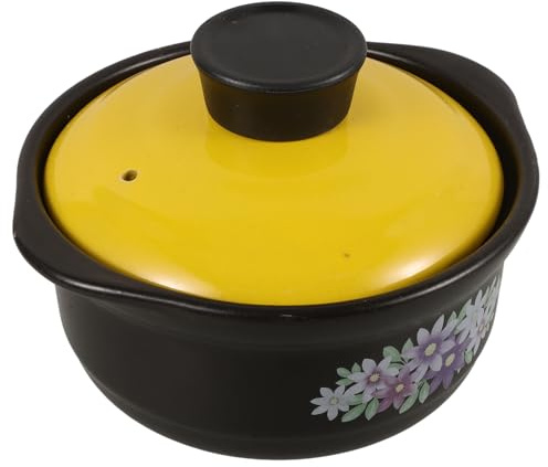 NOLITOY Casseruola per Brasare Zuppe e Stufati da 1,3l in Argilla Doppi Manici Resistente alle Crepe per Cucina Domestica