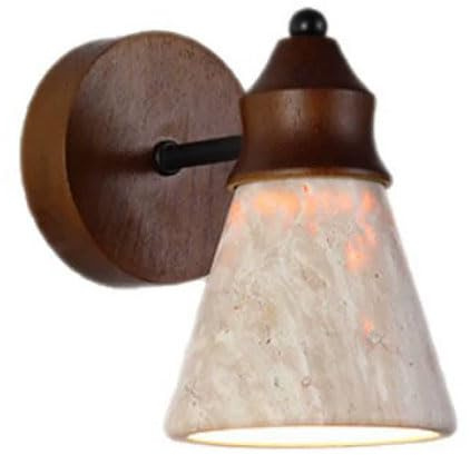 E26 Ljuskälla Gul travertin Trä Vägglampa, i modern industristil, Kreativ med ett huvud, Sminkbord for matsal Entré Dekorativa belysningsarmaturer