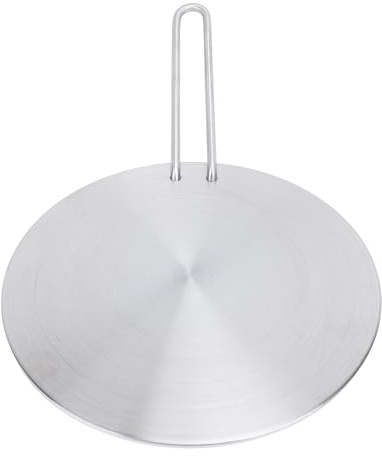Phefop Värmespridare i Rostfritt Stål med Avtagbart Handtag Rund Induktionsadapterplatta för Gasspis Glashäll (18#)