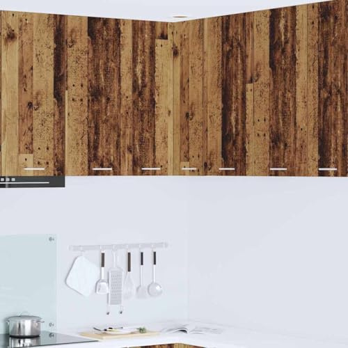 LoogCape Armario colgante de madera vieja y blanco, 57 x 57 x 80 cm, armario colgante con espacio de almacenamiento para cocina, salón, pasillo, requiere montaje