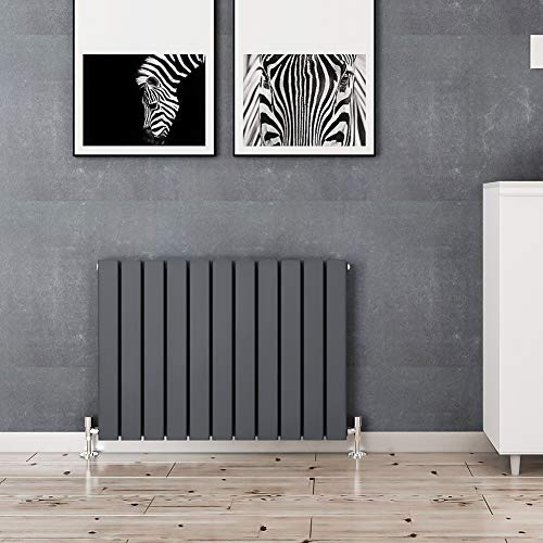 ELEGANT 600x836mm Radiators Flat Panel Horizontal Anthracite Single Radiator Modern Central Heating, Wall Mounted/Up Standing Urban Slimline Column Radiator for Bathroom/Kitchen/Living Room