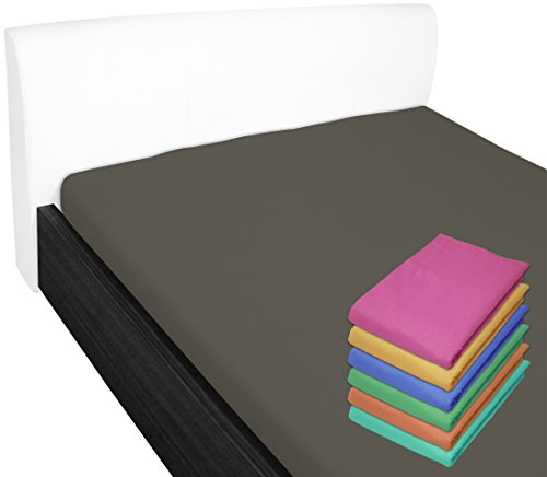 Nurtextil24 Bettlaken 100% Baumwolle 28 Farben und 4 Größen ohne Gummizug Anthrazit 100 x 170 cm