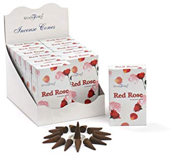 Stamford Red Rose Incense Cones, 15 Cones x 12 Packs