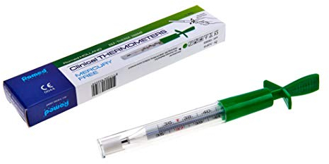 Romed Holland, termometro classico per misurare la febbre, senza mercurio, con custodia in plastica