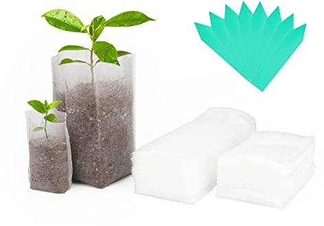 KINGLAKE 200 pcs Biodegradable Papel Planta plántula Bolsas Bolsas de Tela Crecer cría (16 x 20 cm + 8 x 10 cm)