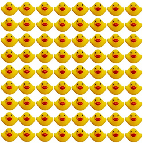 The Twiddlers - 75 Mini Squeaky Rubber Ducks, Small Bath Water Play Toys for Kids Paddling Pool, Games, Party Bags - 3cm x 4cm