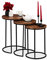 Relaxdays Satztisch 3er Set, runde Beistelltische, Mangoholz, Industrie Design, schwarzes Metallgestell, 3 Größen, natur