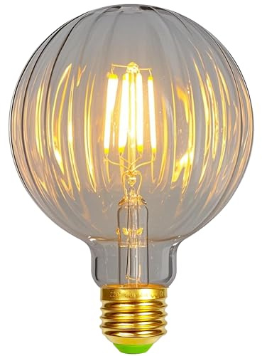 Tianfan LED-lampor vintage glödlampa 4 W melon Edison-glödlampa G95 220/240 V E27 specialitet dekorativ glödlampa (genomskinlig)