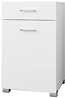 ML-Design Armario para Ropa Sucia 50x78,5x45 cm Blanco con Bolsa Despeglable Mueble de Suelo de Madera MDF Cesto para Baño Moderno Multifuncional con 1 Puerta 1 Cajón y Espacio de Almacenamiento