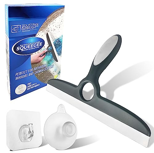 TDBS The Dustpan and Brush Store Shower Squeegee, 16cm x 25cm, Streak-Free Window Glass Cleaner, Multipurpose Rubber for Bathroom, Doors, Windows, Cars, Grey