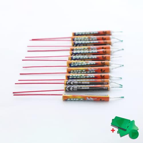 AKTIVHANDEL 96 Stück Luftpfeifer, 8 x 12 Heuler am Stiel, Jugendfeuerwerk, Silvester Feuerwerk Kat F1 inkl. Einkaufswagenchip