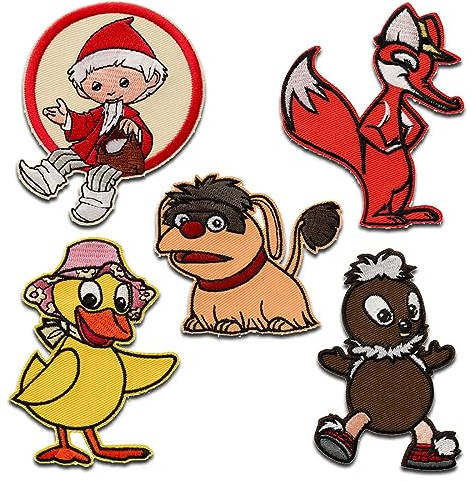 Mono-Quick Sandmännchen Set 5 Stück - Aufnäher, Bügelbild, Aufbügler, Applikationen, Patches, Flicken, Zum Aufbügeln