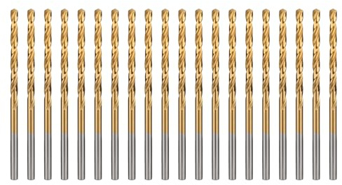 1/8 Titanium Drill Bits, HSS Metal Jobber Length Twist Drill Bits, 135° Split Point, Suitable for Drilling in Metal, Plastic, Wood, Pack of 20pcs, BECOLLO…