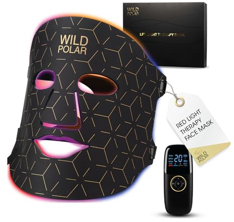 Wild Polar Red Light Therapy Face Mask with 368 LEDs - Advanced LED Face Mask with Adjustable Fit for Collagen-Boosting, Anti-Ageing & Acne Treatment for All Skin Types - Storage Bag Included