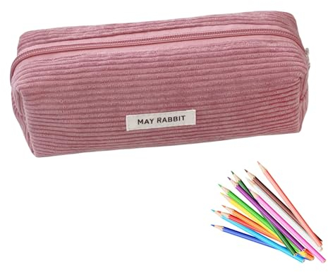 Federmäppchen Mädchen - Teenager Etui Schule,Schlamppermäppchen Cord,Studium Must Haves Stifte Mäppchen Aesthetic,Portable Federtasche Erwachsene,Pencil Case Aesthetic,Mäpchen für Schulsachen (Rosa)