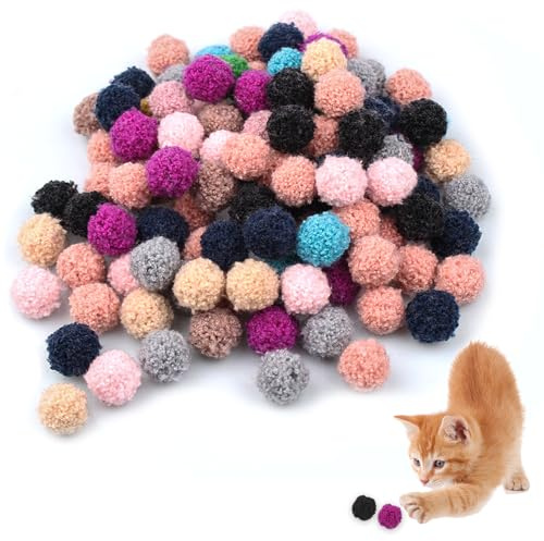 200 Piezas 2cm Pompones, Coloridos Bolas juguete para gatos, Juguete Interactivo , pompones esponjosos para Gato, para Bricolaje de Manualidades decoración creativa
