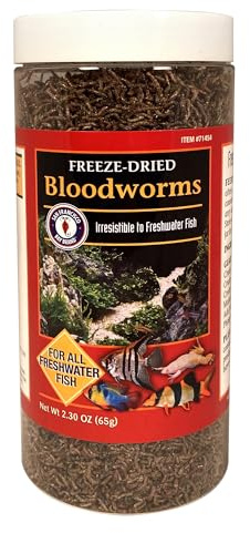 San Francisco Bay Brand Freeze-Dried Bloodworms Fish Food - All Natural High Protein Treat for Freshwater Fish, Bettas, Tetras, Barbs, Catfish, Aquatic Amphibians - Betta Fish Food - 2.3 oz (65g)