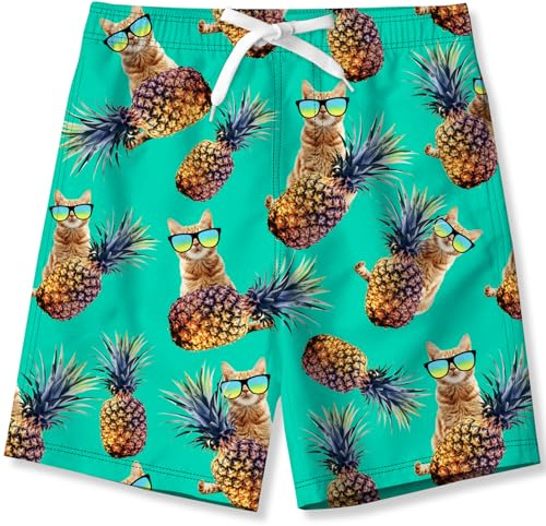 Kids4ever Short de Bain pour garçon Imprimé Amusant Séchage Rapide avec Doublure en Maille 6-14 Ans