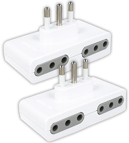 V-TAC Multipresa Salvaspazio Piatta 4 Prese 10A e Spina 16A - 2 Pezzi - Multiprese di Corrente a Muro per Casa, Ufficio, Negozio, Azienda - Salva Spazio Slim - Spina e Prese Italiane