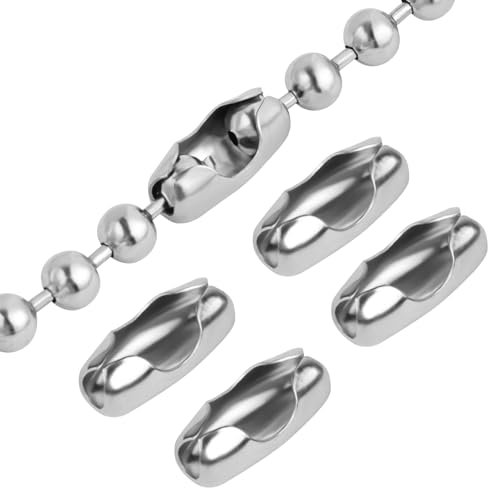 HOTUT 24 Pcs Blind Chain Connectors, 4.5mm Ball Chain Connectors for Roller, Roman Vertical Blind Spare Parts Metal Ball Chain Cord Connectors for Vertical Blinds and Curtain Repair, Stainless Steel