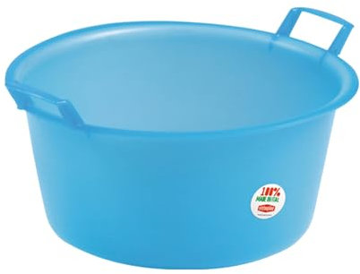 Sicignano | Bacinella Tonda in Polietilene – Idonea al Contatto Alimentare – Multiuso per Cucina Lavanderia Giardinaggio Pulizie Domestiche – Resistente e Leggera (Azzurro, Ø 35x17 cm)